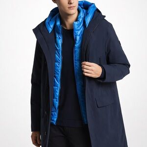 Michael Kors - Men's Navy Parka with Bright Blue Quilted Liner